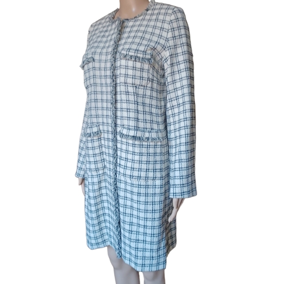 Weekend Max Mara Womens Houndstooth  Jacket Fringed Coat With Pockets Size 6 - Picture 4 of 9